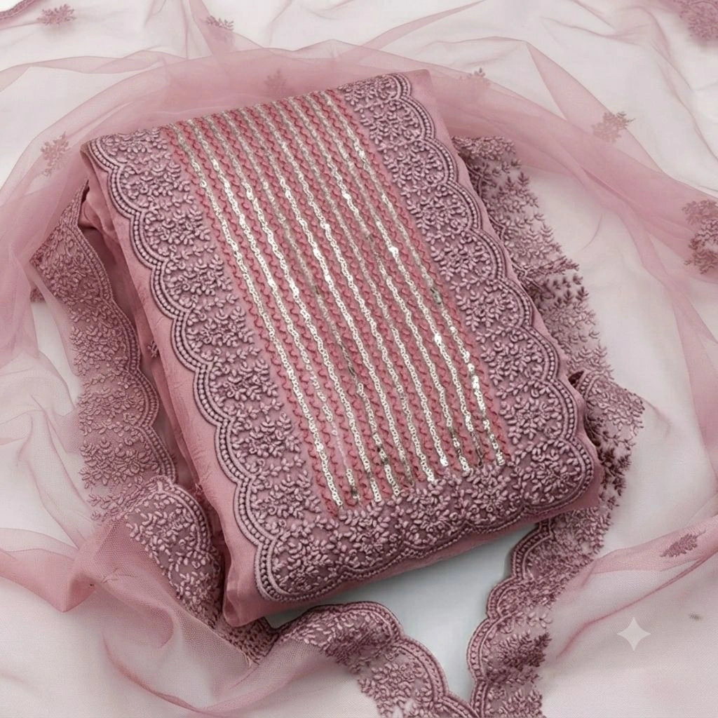 Organza Unstitched Suit Material with Dupatta