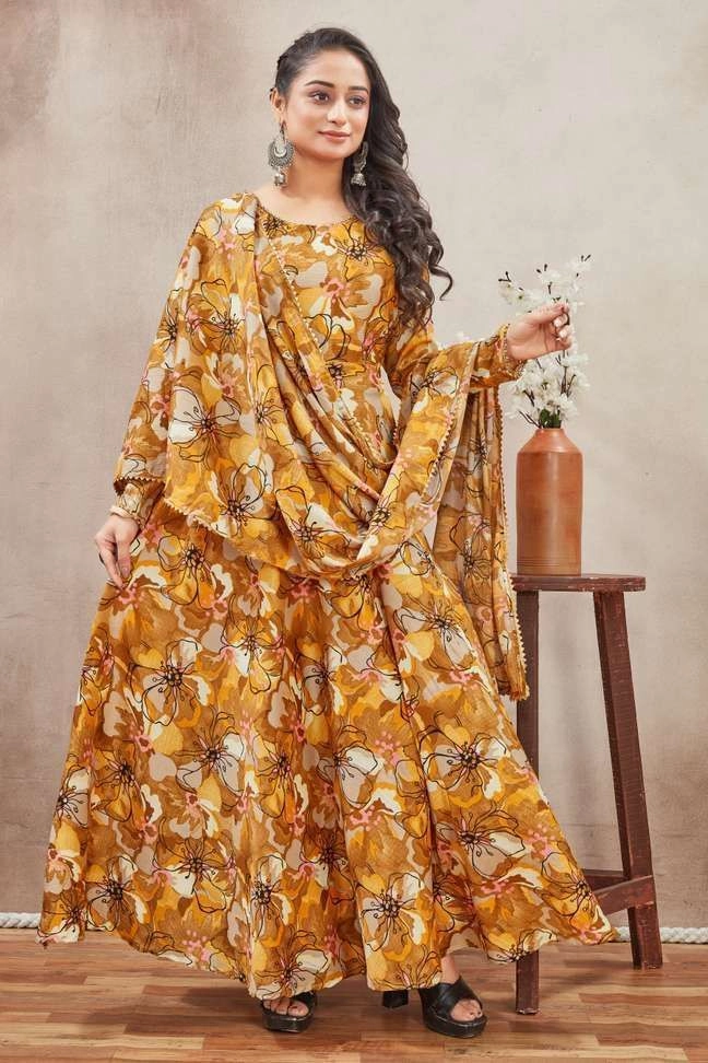 Flared/A-line Gown (Yellow 1