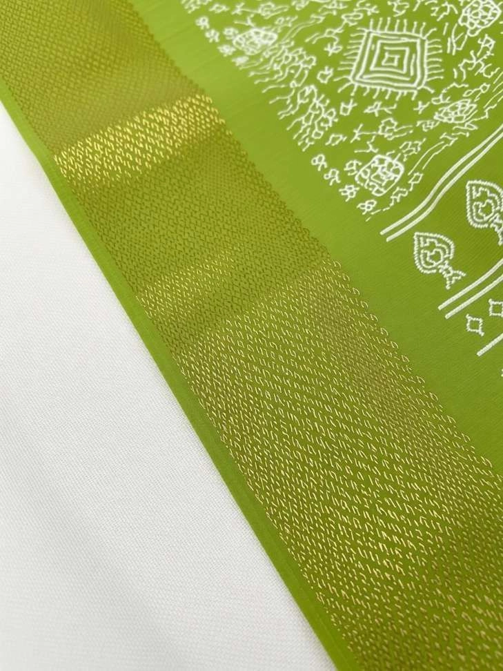 Hema Silk Mills Embellished Bandhani Cotton Silk Saree with Unstitched Blouse (Green) 5