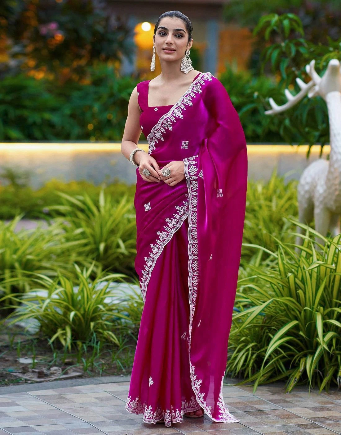 Tissue and shimmer Pink Saree 1