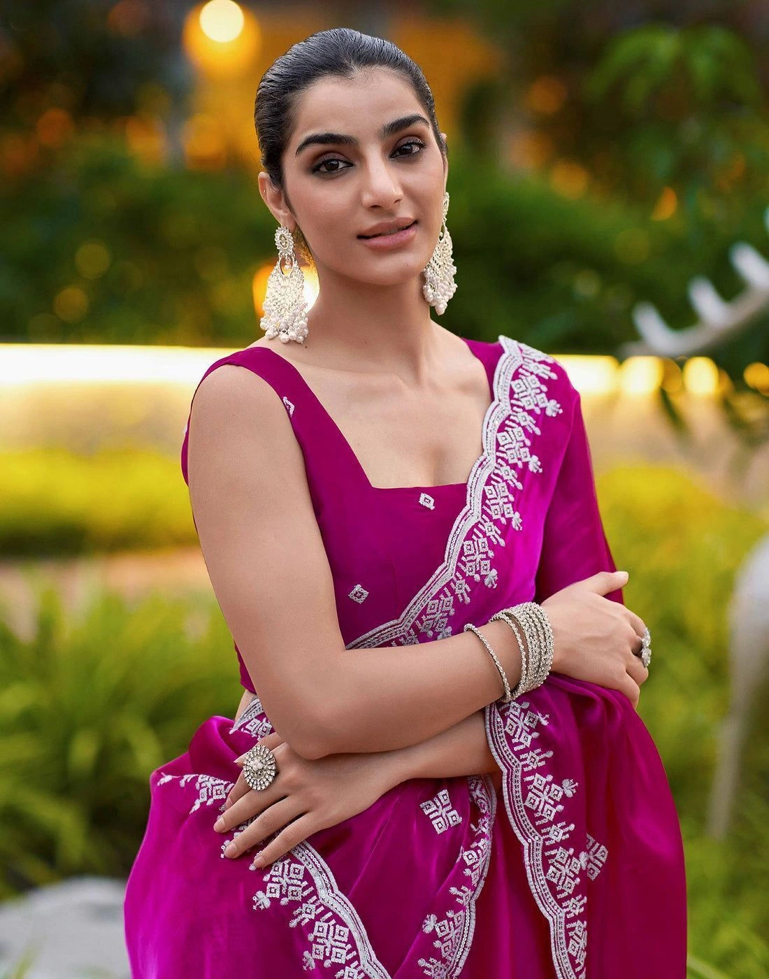 Tissue and shimmer Pink Saree 2