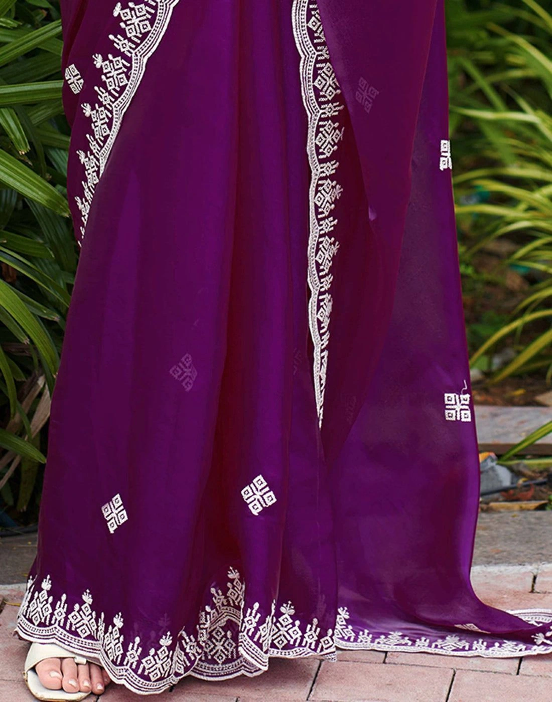 Dark Purple Shimmer Sequence Embroidery Saree 6