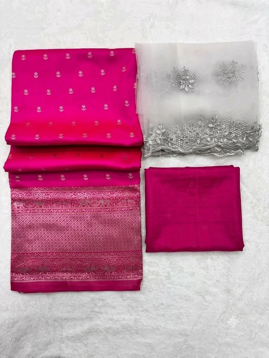 Kanjiveram Silk Zari Lehanga With Blouse Along With Embroideried Net Duppta 4