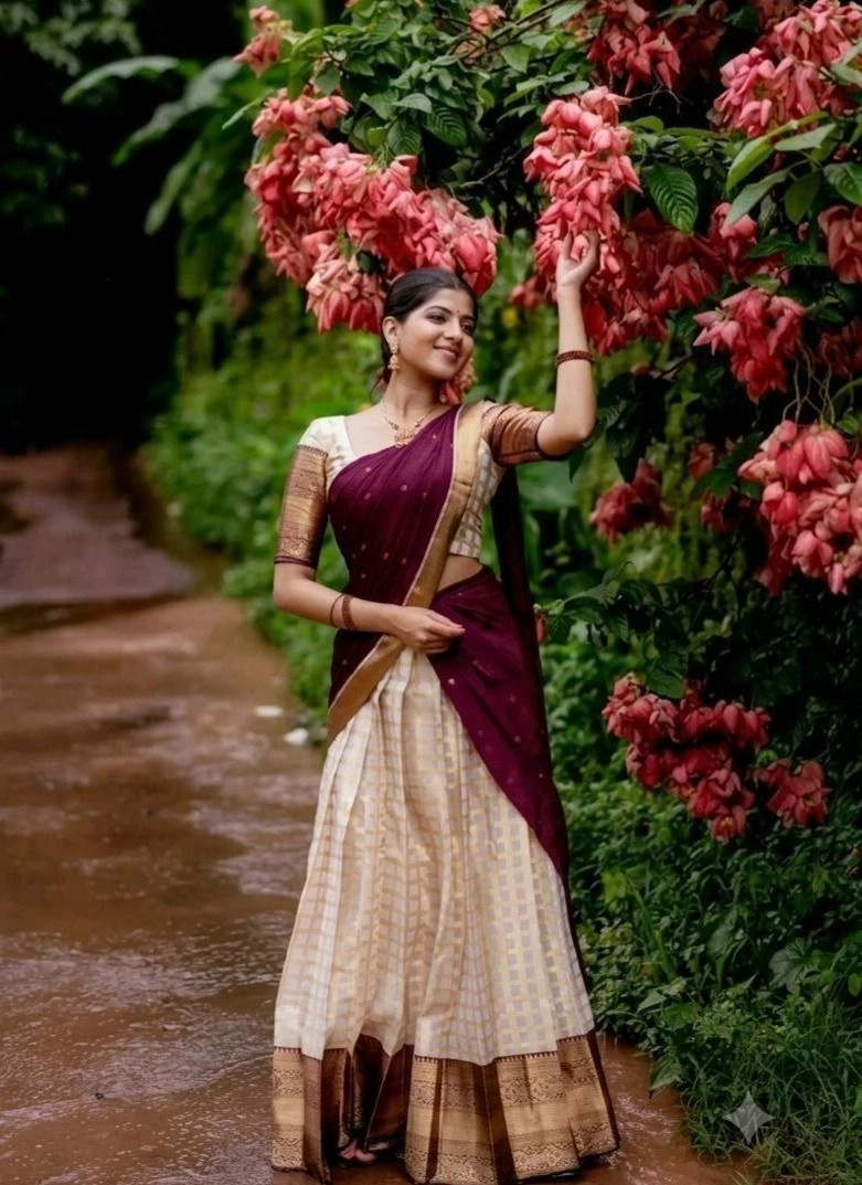 Kanjiveram Silk Jacquard Zari A Line Lehenga Festive Wear 1