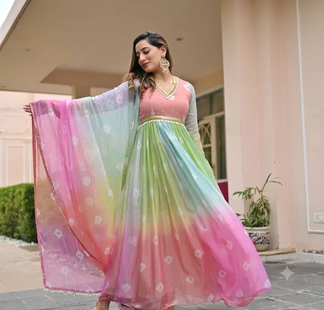 Georgette Digital Printed Gown with Duppatta 2