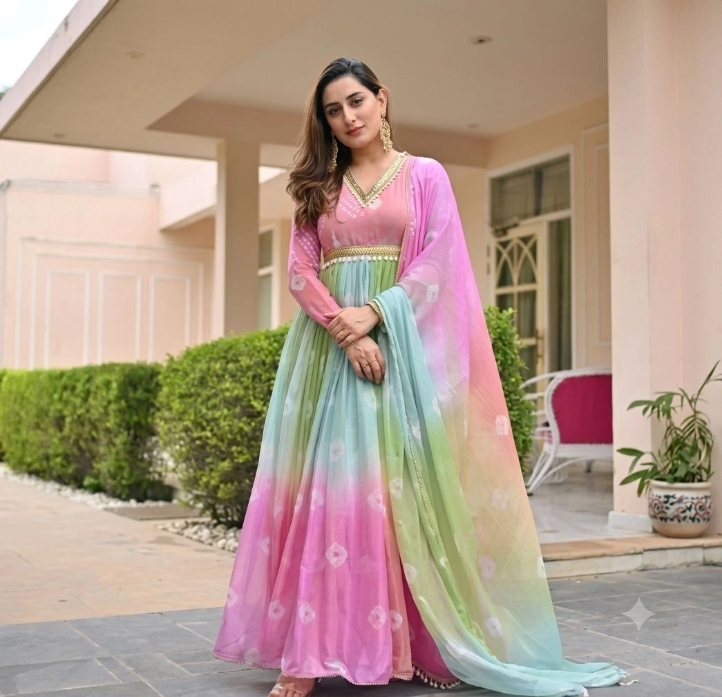 Georgette Digital Printed Gown with Duppatta 3