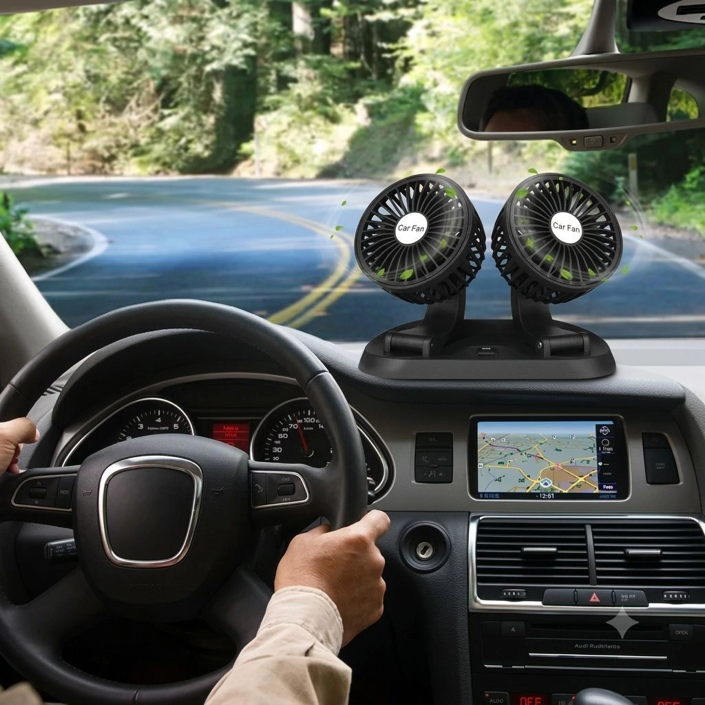 Car Dashboard Fan With Dual Head 3