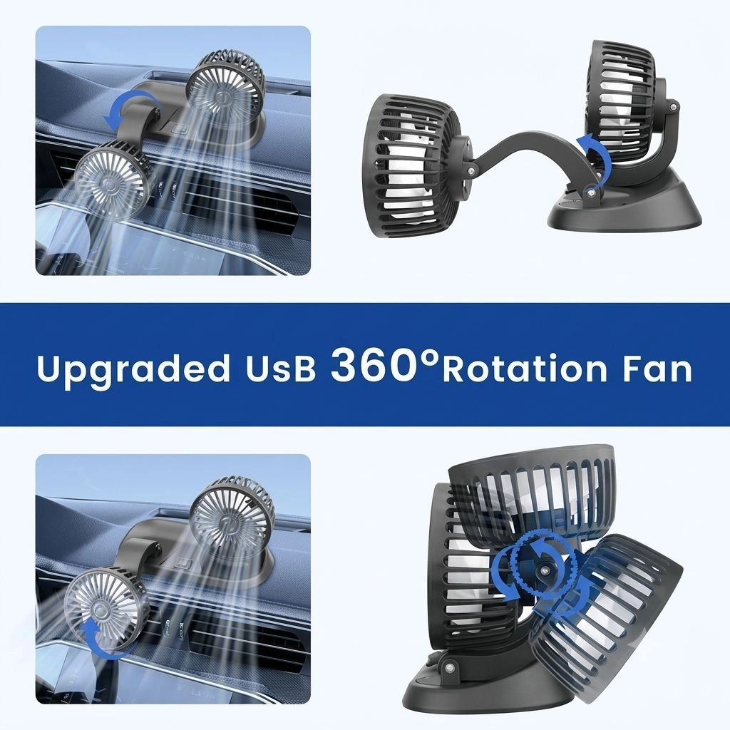 Car Dashboard Fan With Dual Head 4