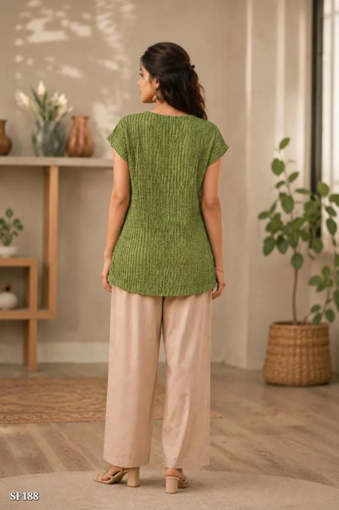 Olive Green Textured Tunic Top 2