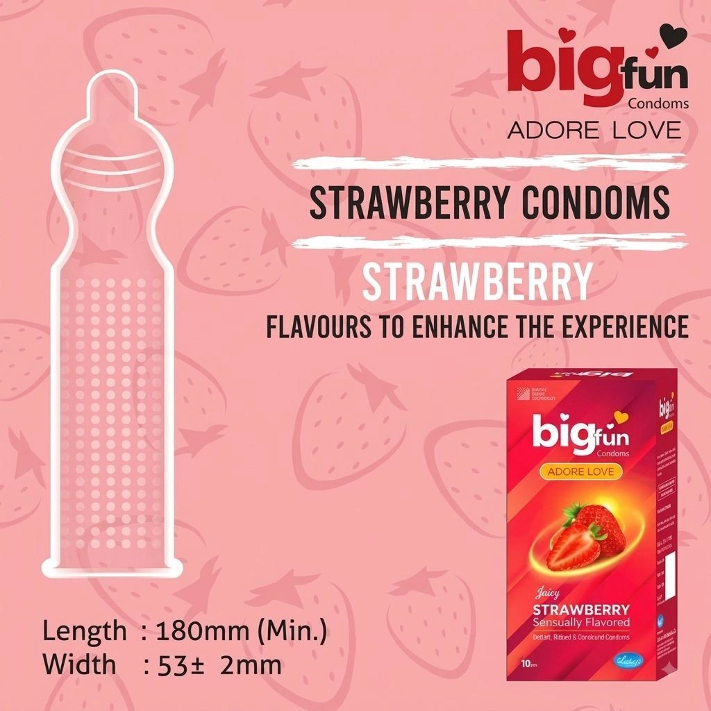 Big Fun Condoms Strawberry Flavour 2