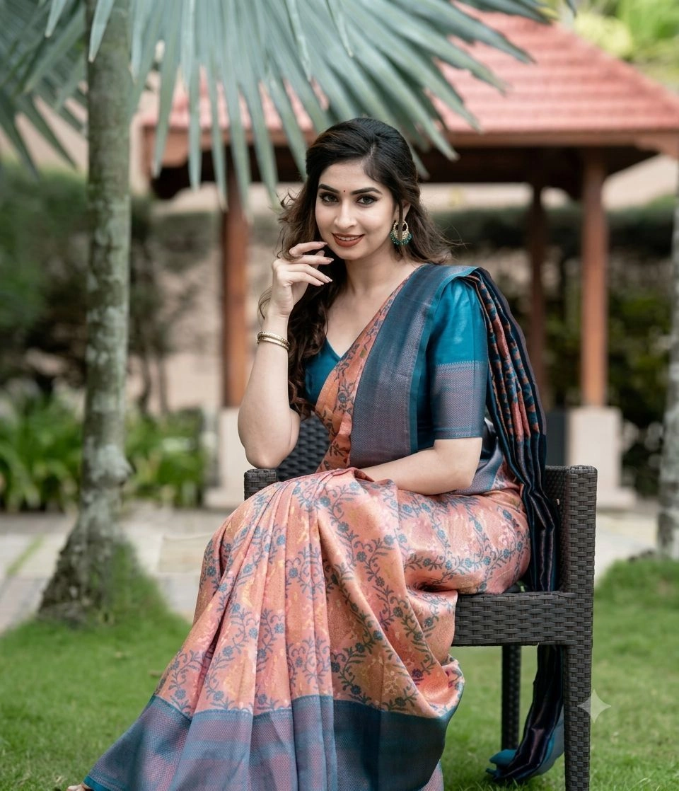 Multi Coloured kanjivaram Silk Saree 2