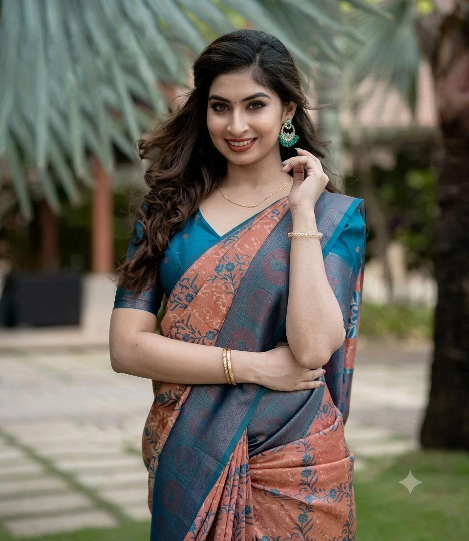 Multi Coloured kanjivaram Silk Saree 3