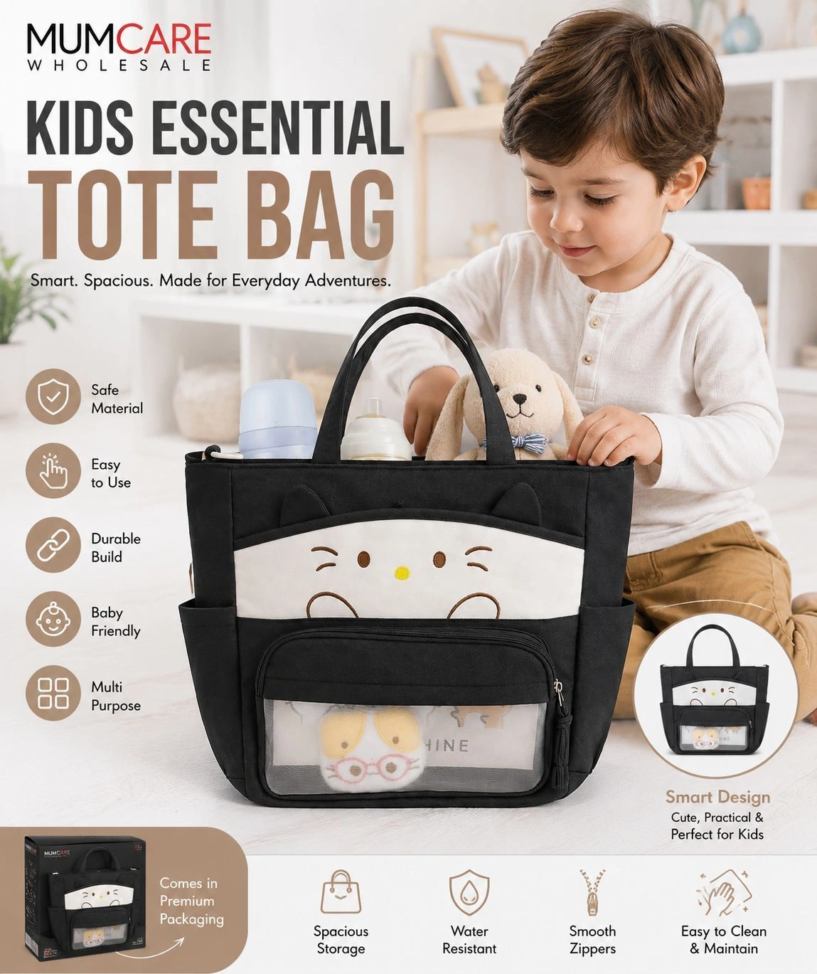 Kids Essential Tote Bag | Cute Cartoon Storage Bag 2