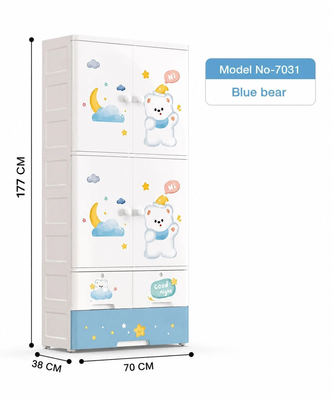 Kids Big Wardrobe with Shelves & Drawers ( 70×38×177 CM ) 1