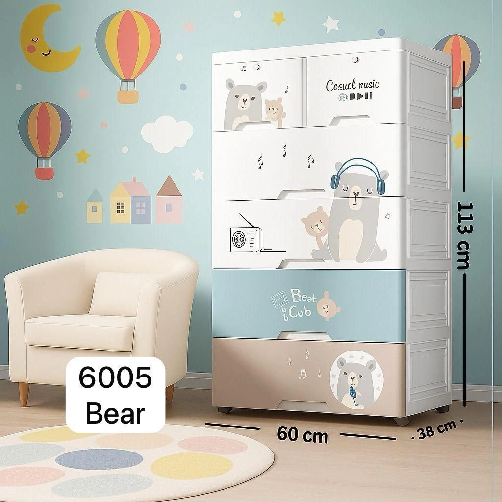 Kids Clothing Wardrobe with Shelves, Drawers & Storage Space ( 60×38×113 CM ) 1