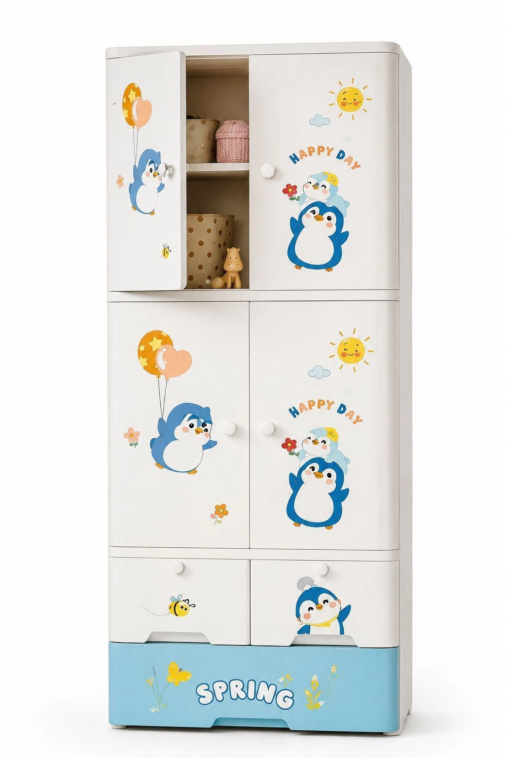 Kids Big Wardrobe with Shelves & Drawers ( 70×38×177 CM ) 1