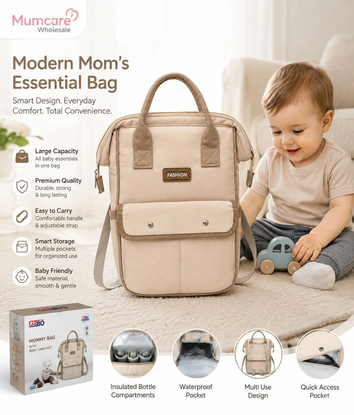 Fashion mother bag (gbt-65150) 42×26×16 cm 3