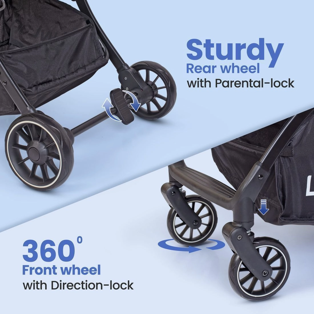 Regency Blue Baby Stroller, Luvlap Pram for 0 to 3 Years 5