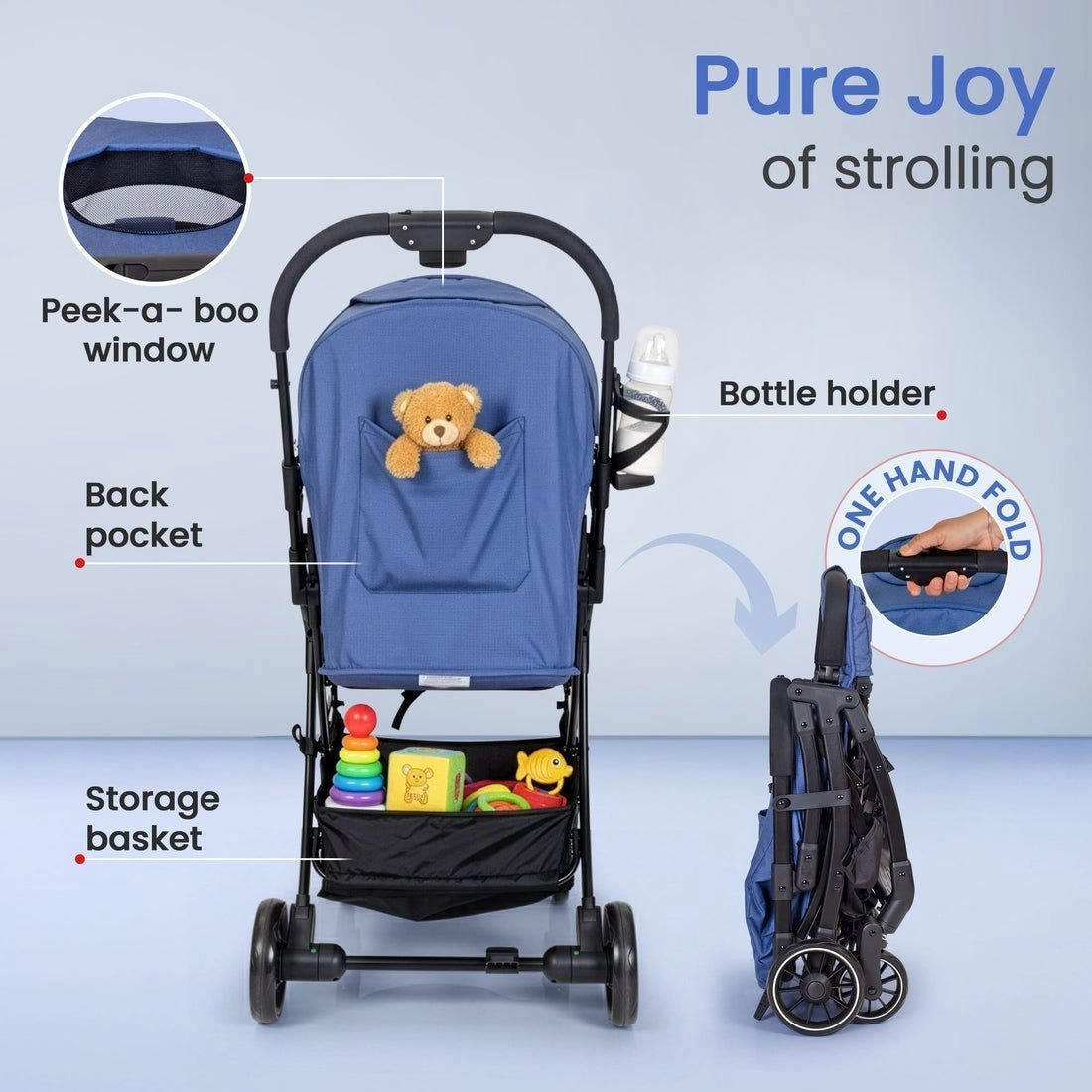 Regency Blue Baby Stroller, Luvlap Pram for 0 to 3 Years 6