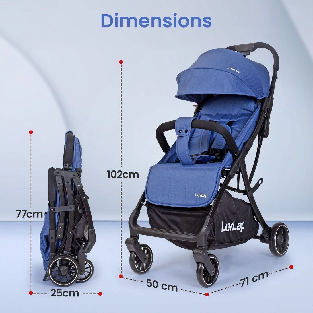 Regency Blue Baby Stroller, Luvlap Pram for 0 to 3 Years 7