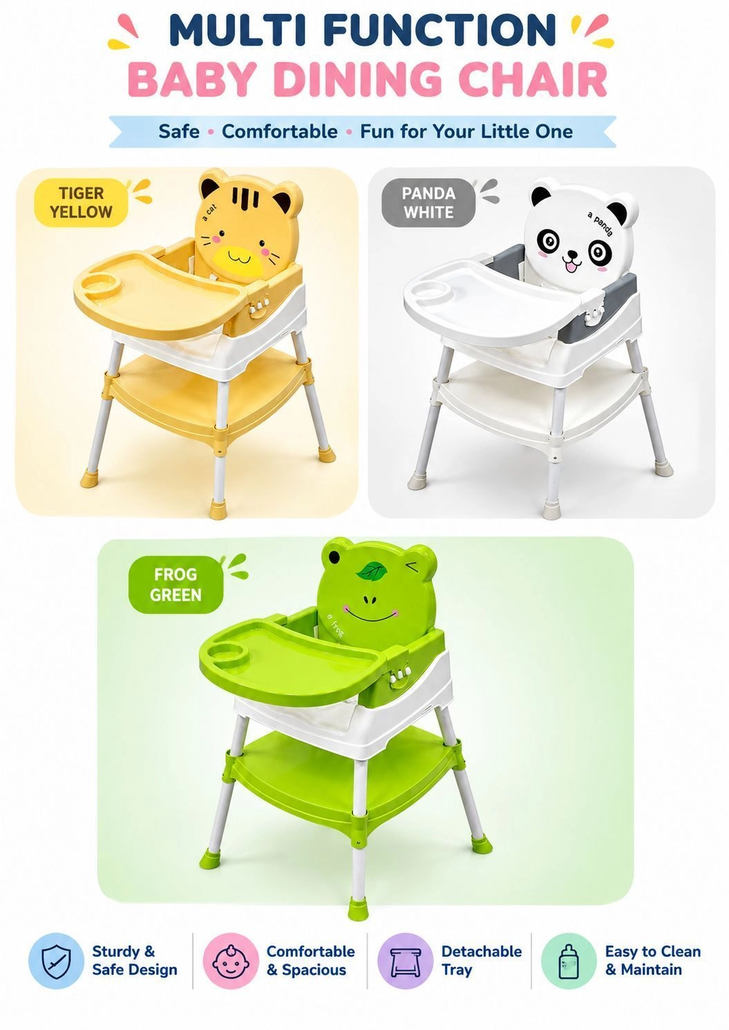 2 in 1 Cute feeding high chair 4