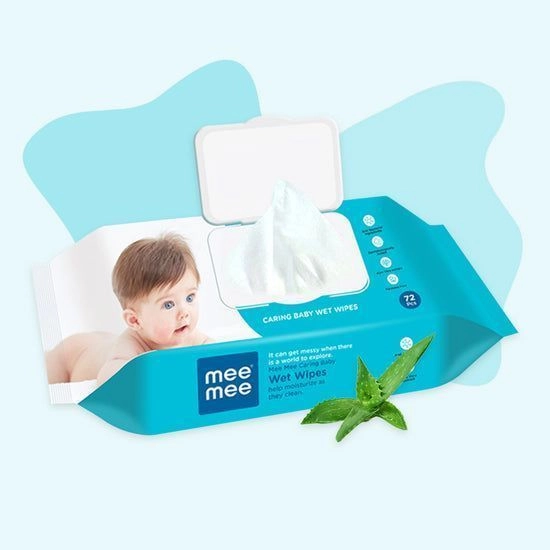 Mee Mee Caring Baby Wet Wipes With Aloe Vera Extracts with Lid (72 pcs) | Parabens Free 1