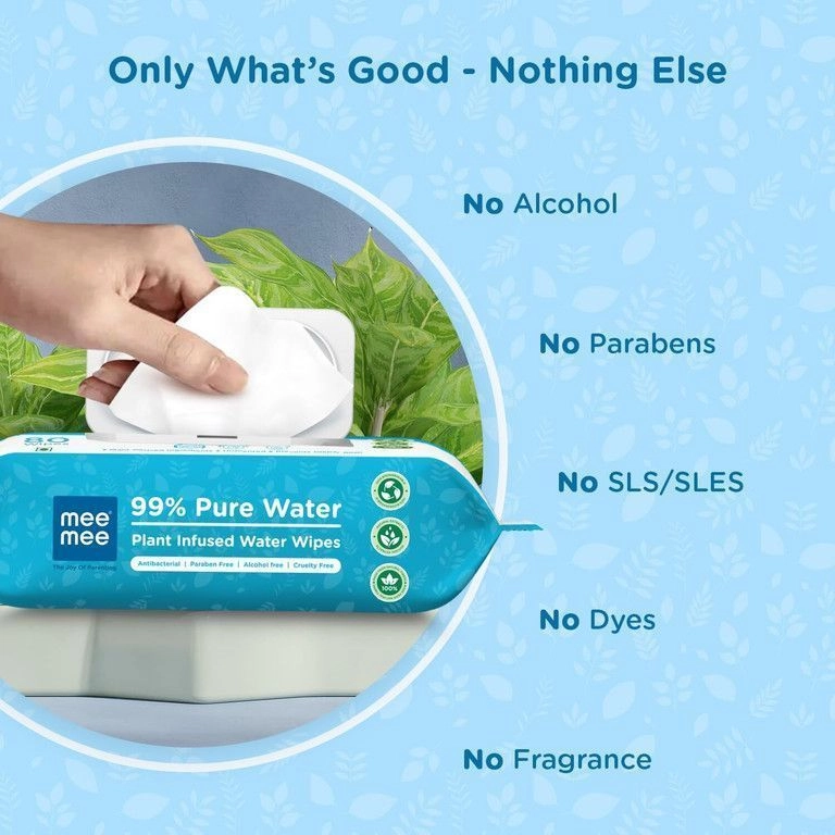 MeeMee 99% Pure Water Wet Wipes with Lid 80 pcs 2