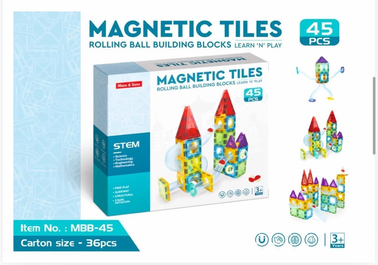 Magnetic Tiles Rolling Ball Building Blocks 100 PCS 4