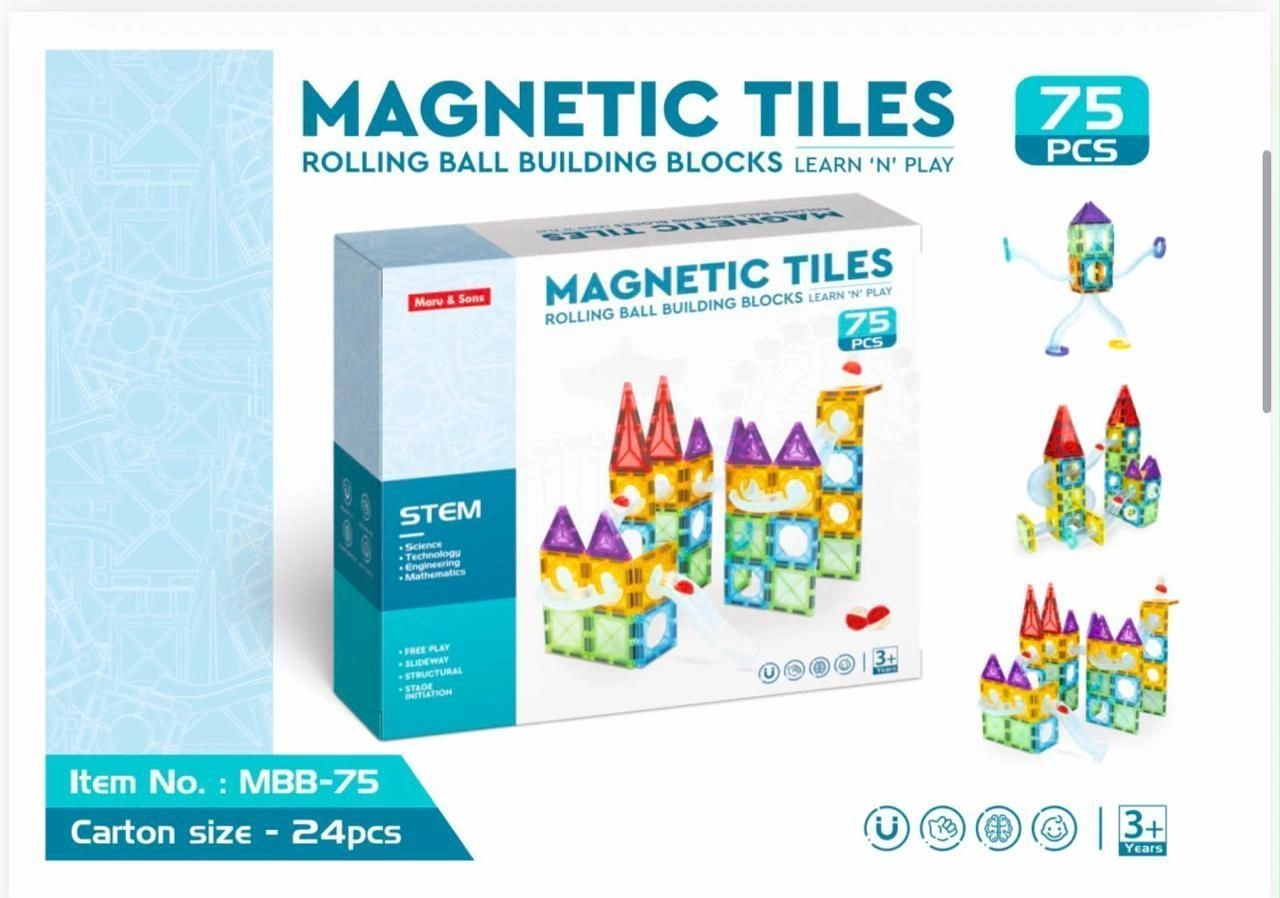 Magnetic Tiles Rolling Ball Building Blocks 100 PCS 6
