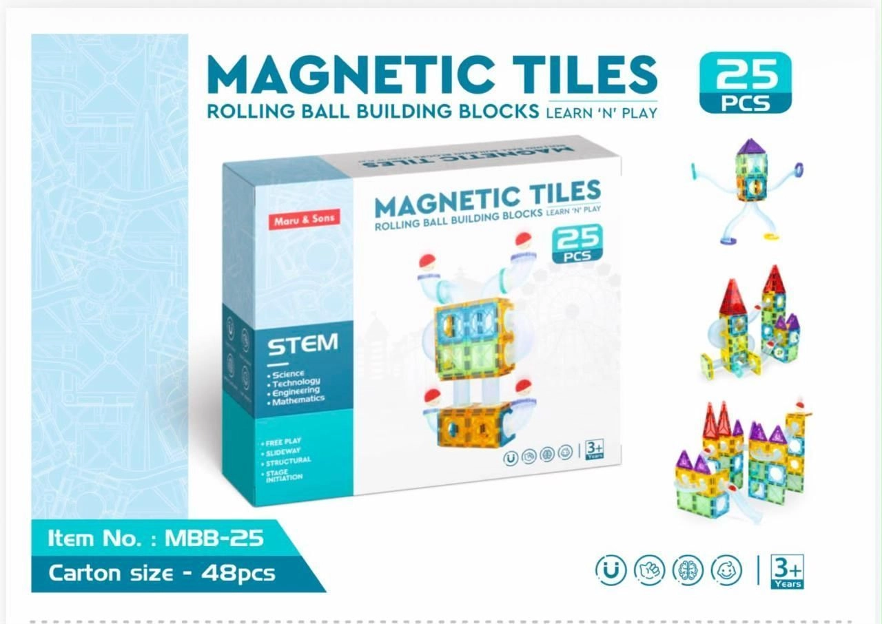 Magnetic Tiles Rolling Ball Building Blocks 100 PCS 7