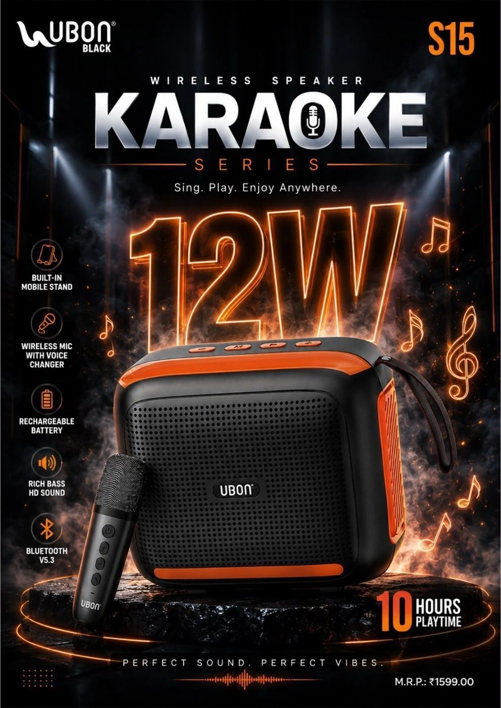 UBON S15 Wireless Karaoke Speaker with Mic