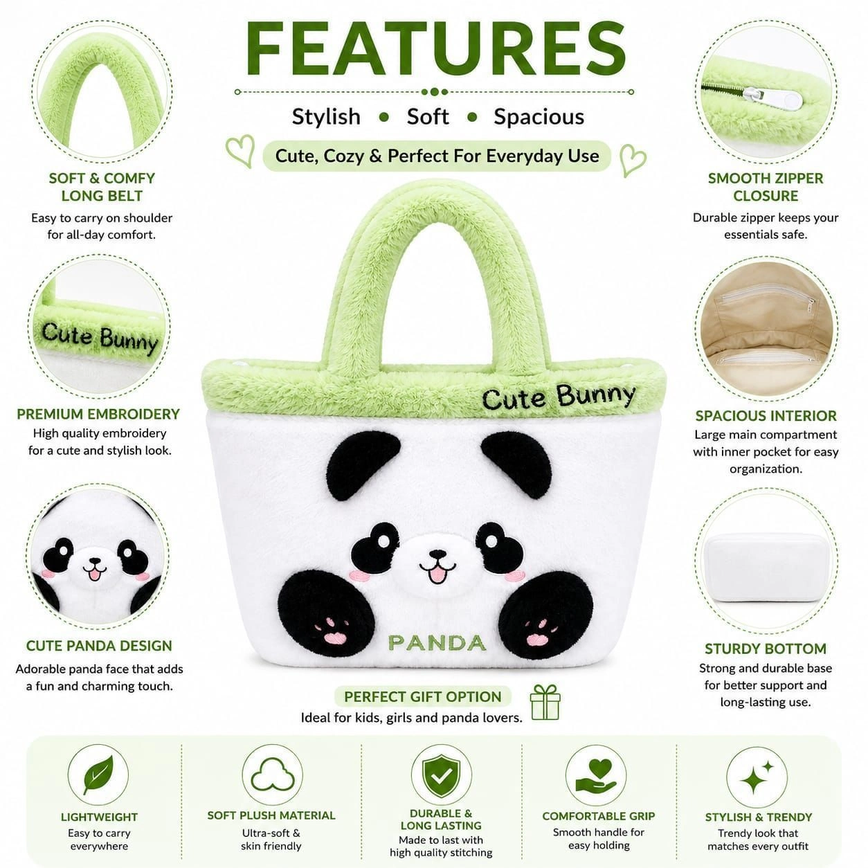 Cute Panda Plush Handbag for Kids & Girls 3