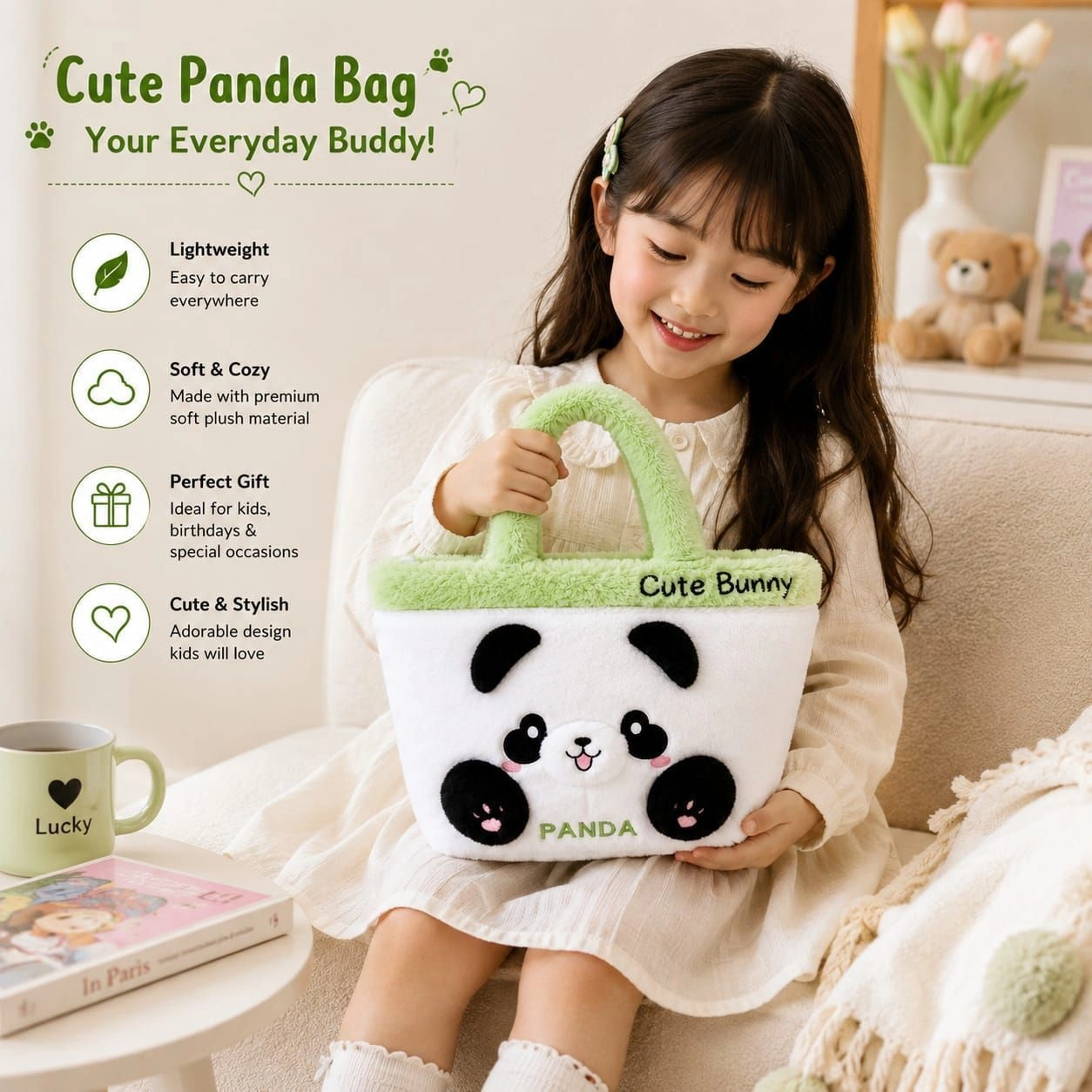 Cute Panda Plush Handbag for Kids & Girls 5