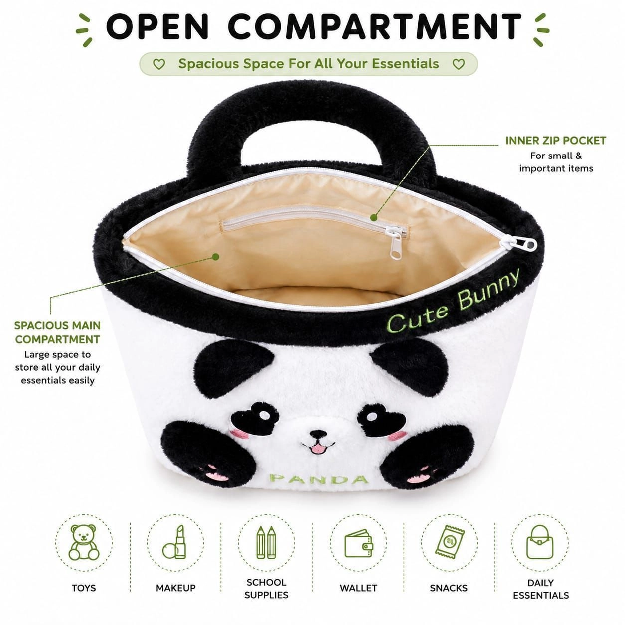 Cute Panda Plush Handbag for Kids & Girls 4