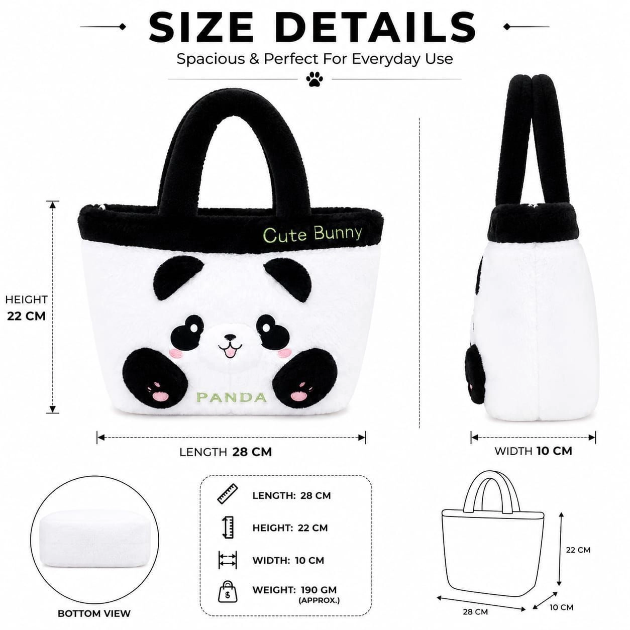 Cute Panda Plush Handbag for Kids & Girls 5