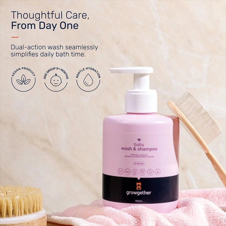 Growgether Baby Wash & Shampoo for Tear-Free Cleansing & Scalp Care | Safe from Birth (0+ Months) 2