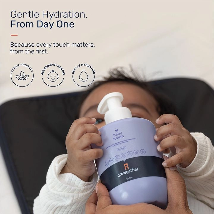 Growgether Baby Lotion for Gentle Hydration & Soothing Care | Non-Sticky | Safe for Babies 0+ Months 3