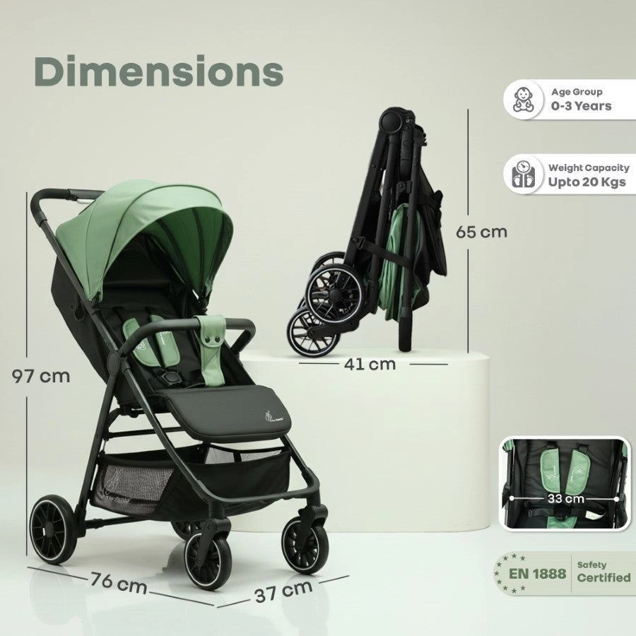 Poppins Neo Baby Stroller, olive green 1