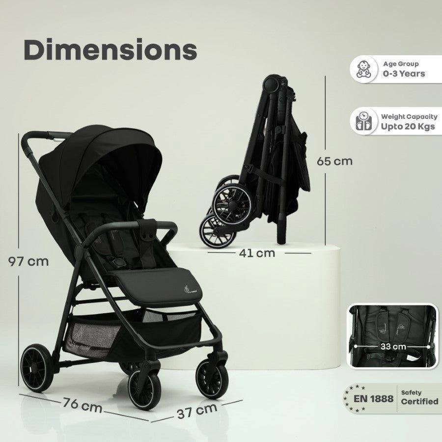 Poppins Neo Baby Stroller, black 1