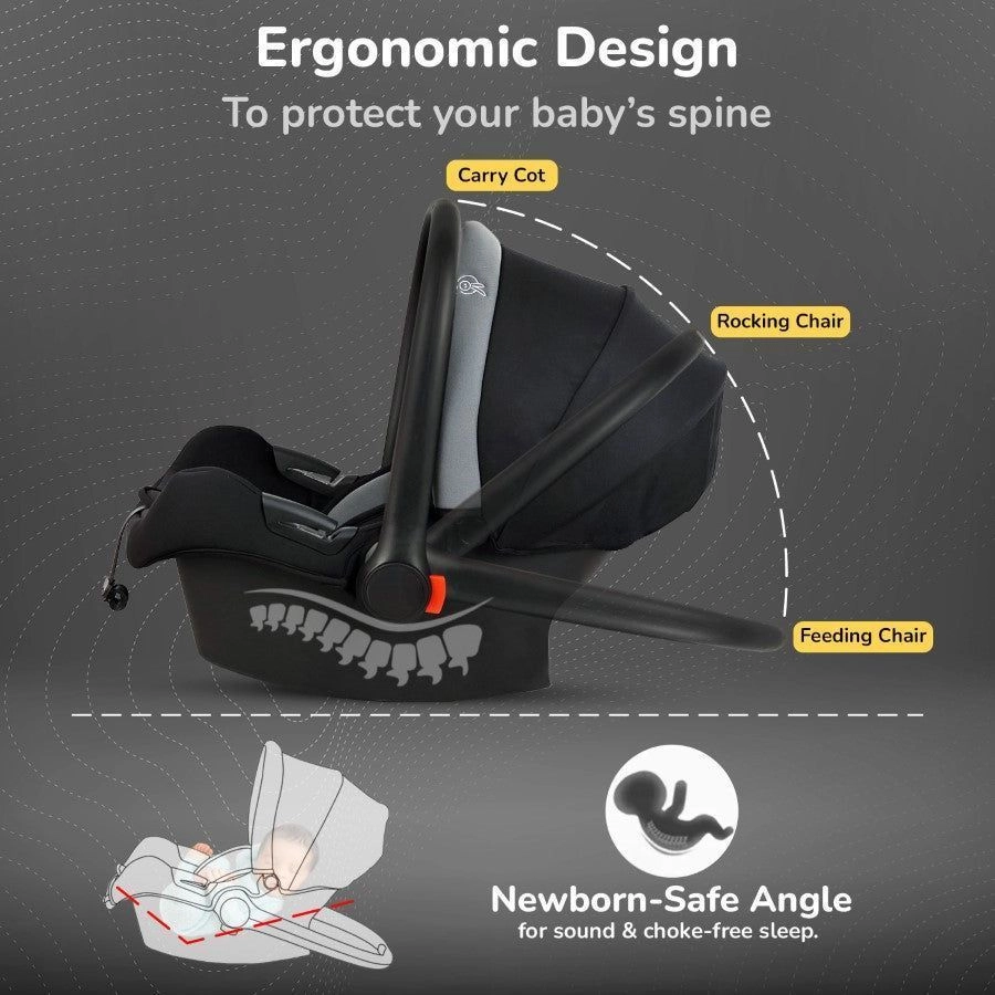 Picaboo Sportz – 3-In-1 Convertible Carry Cot, gray-black 1