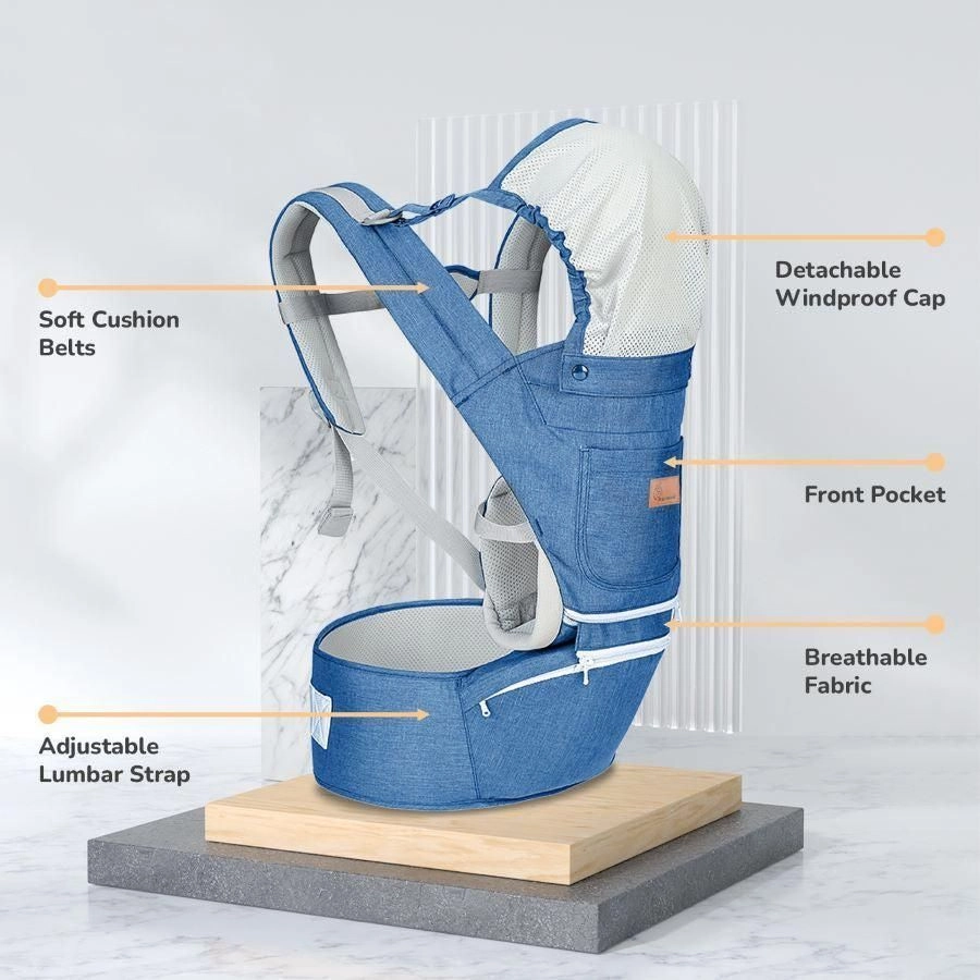 Upsy Daisy Ergo 8-in-1 Hip Seat Baby Carrier - Denim Blue 2