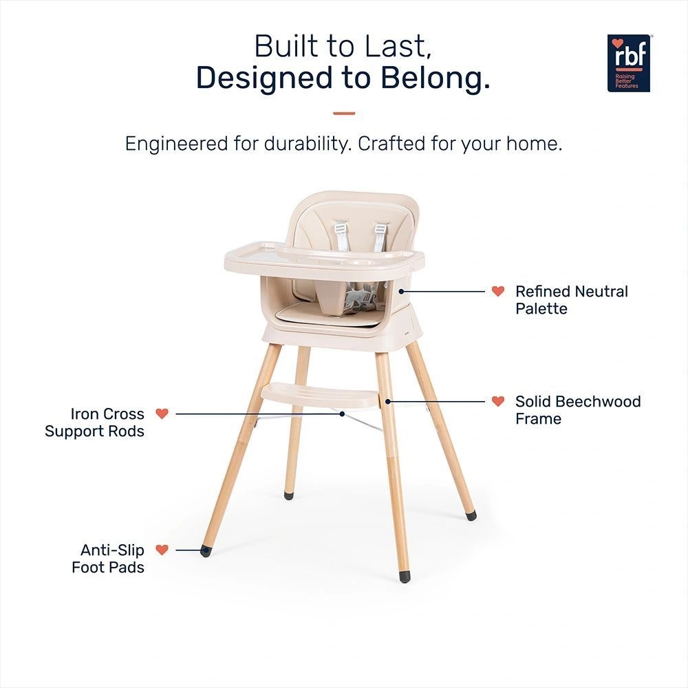 Growgether ORBIT ( beige ) 4-in-1 Wooden Baby High Chair (6–36 Months, Upto 15 kg) 2