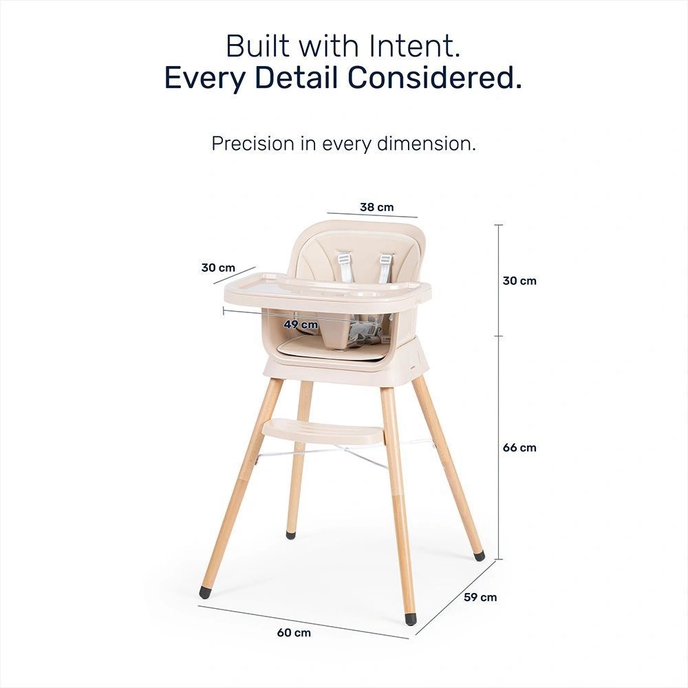 Growgether ORBIT ( beige ) 4-in-1 Wooden Baby High Chair (6–36 Months, Upto 15 kg) 7