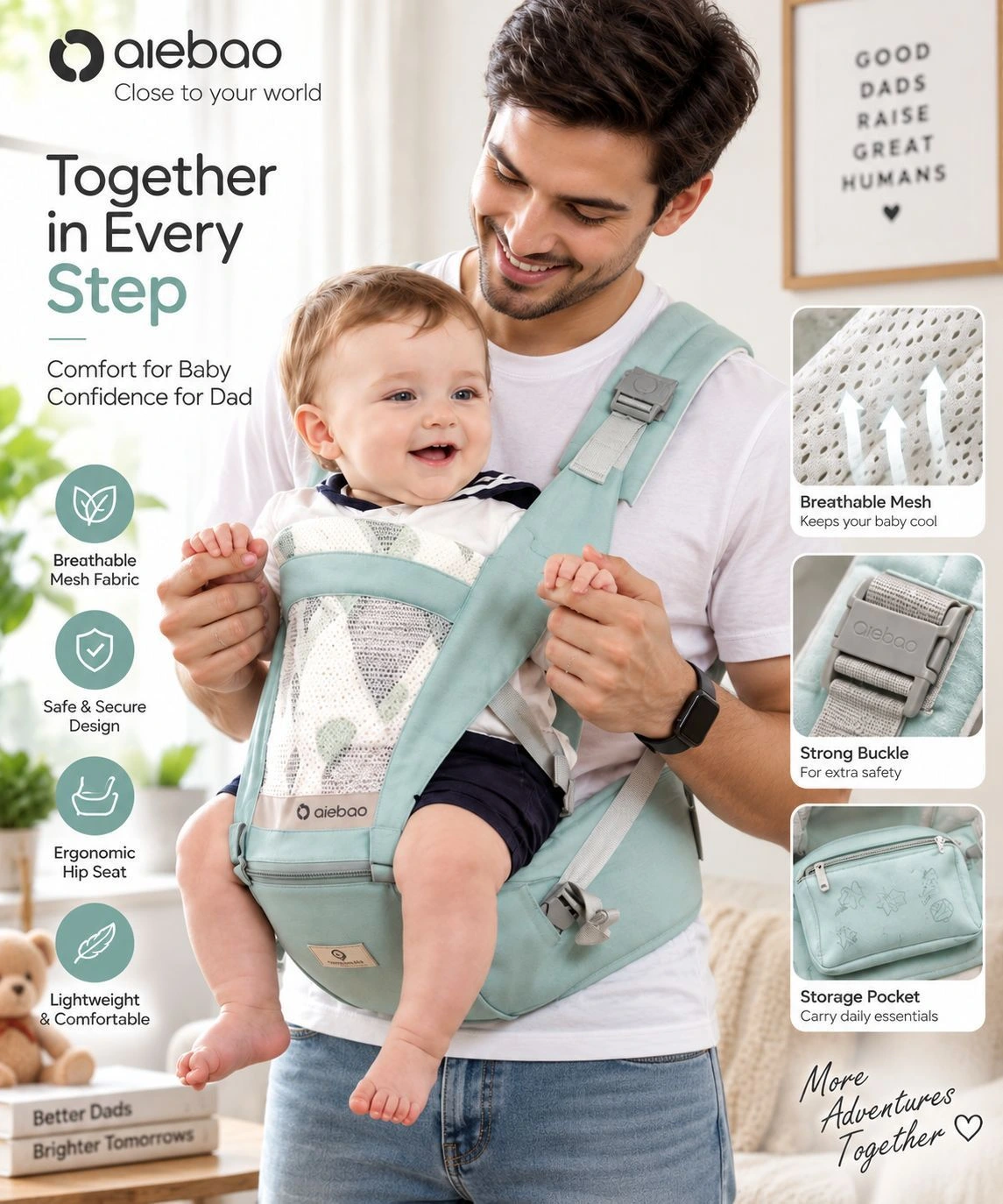 Multifunctional Baby Waist Seat Carrier | Baby Hip Seat & Front Carrier | 3–36 Months | Up to 15 kg 3