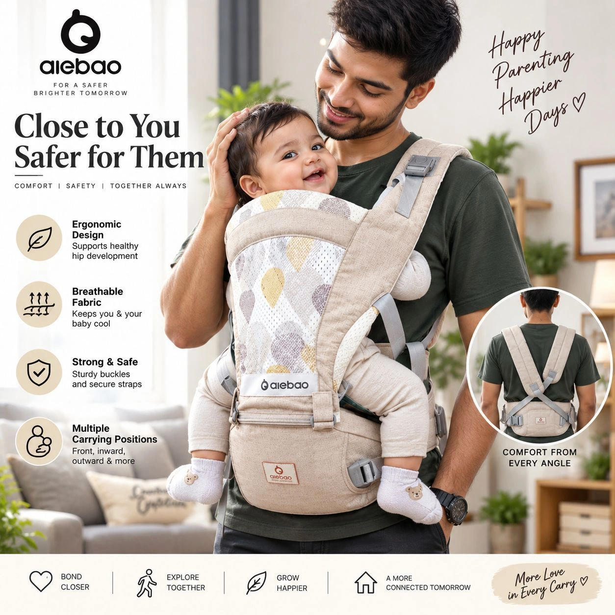 Multifunctional Baby Waist Seat Carrier | Baby Hip Seat & Front Carrier | 3–36 Months | Up to 15 kg copy_1 4