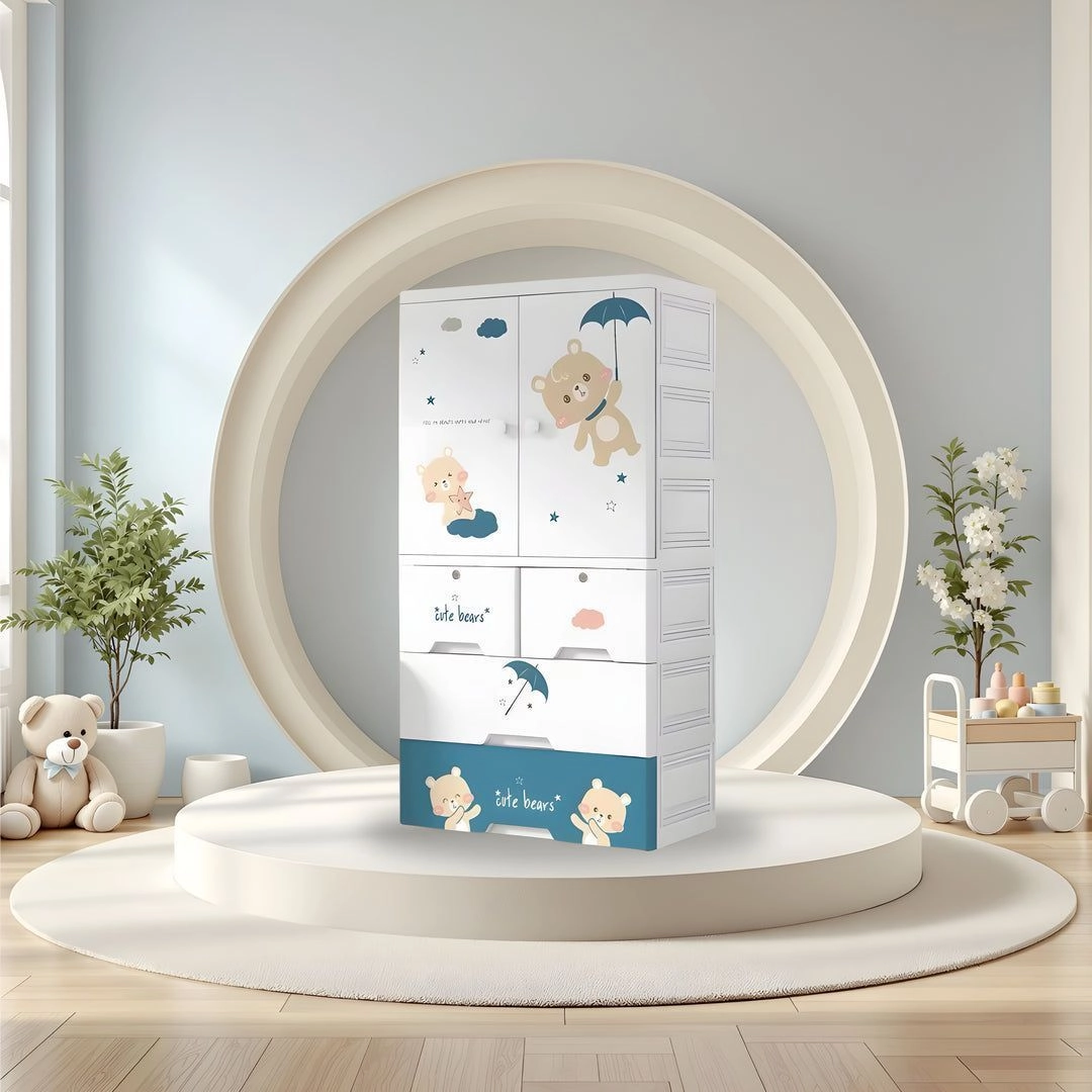 135 cm Stylish Kids Clothing Wardrobe with Shelves & Drawers ( 70×38×135 CM ) 7024 2
