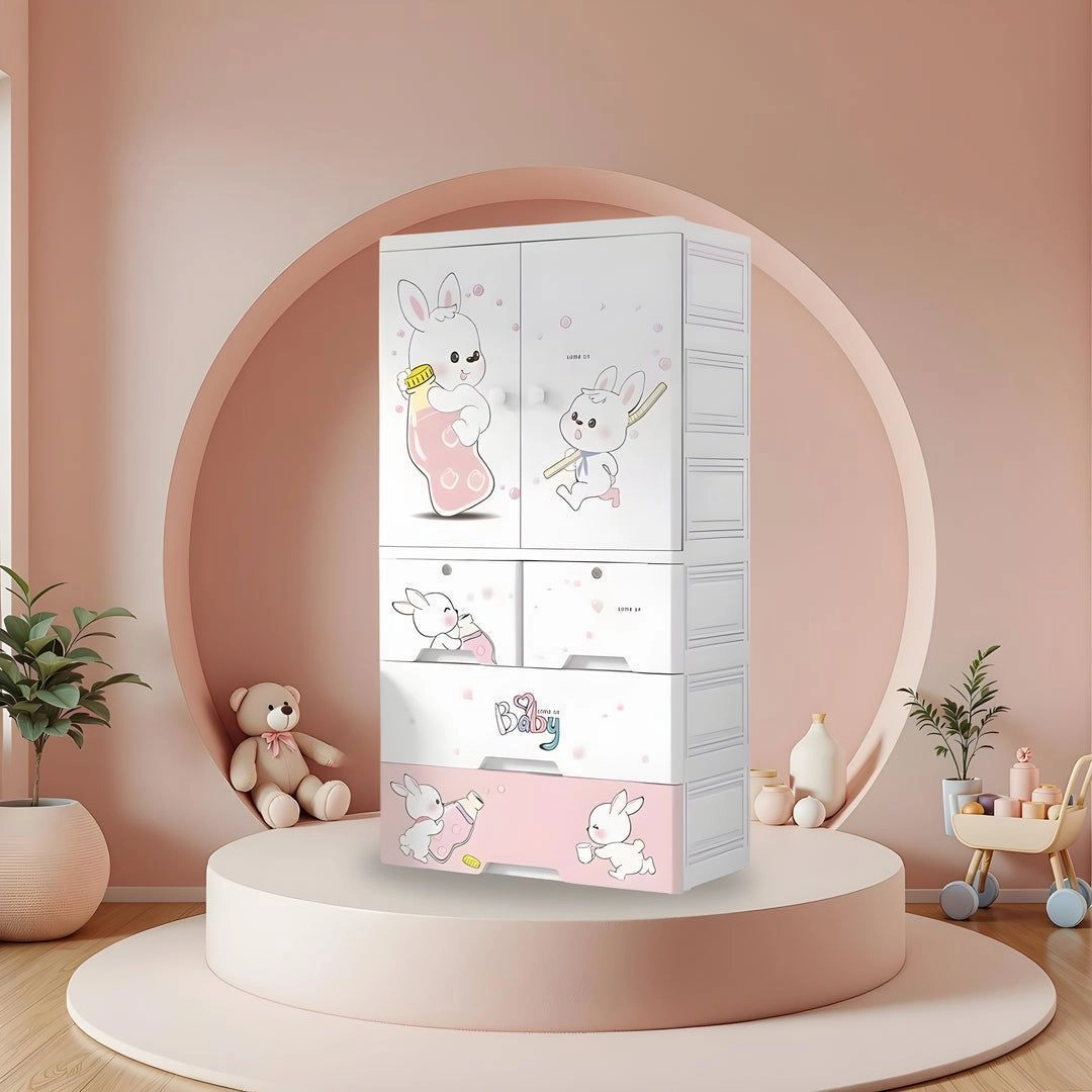 135 cm Stylish Kids Clothing Wardrobe with Shelves & Drawers ( 70×38×135 CM ) 7024 4