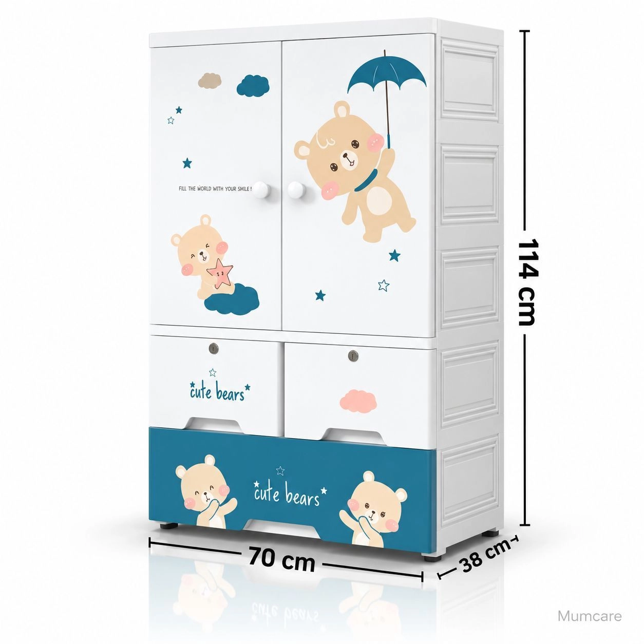 114 cm Wardrobe with Drawers and Storage ( 70 × 38 × 114 CM ) 7023 2