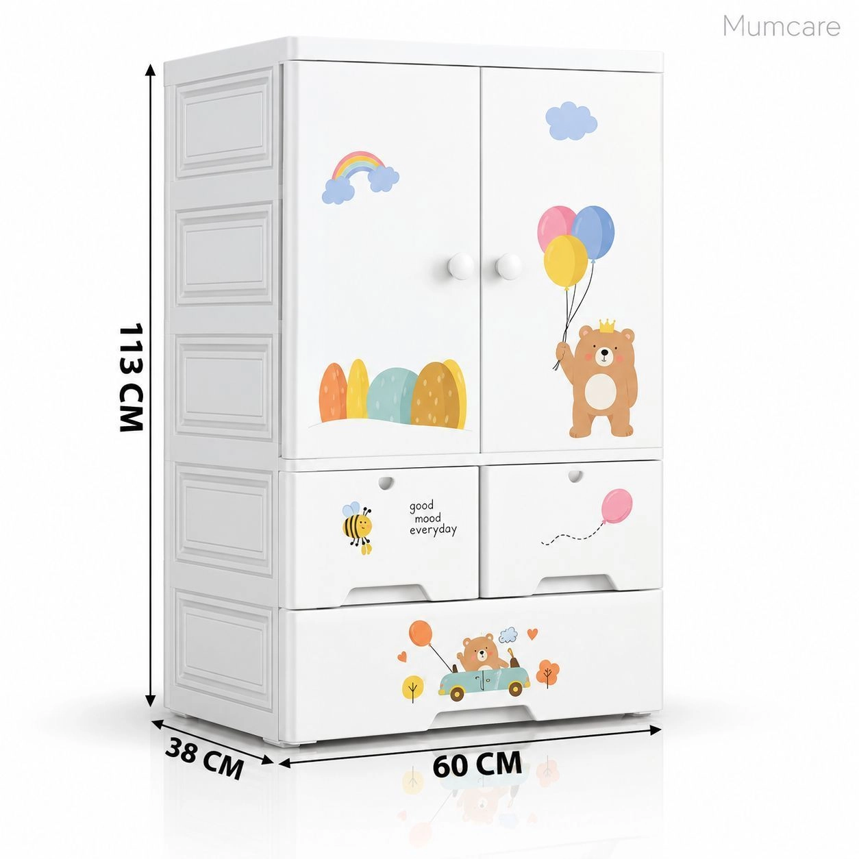 113 cm Kids Wardrobe with Shelves – Perfect for Toys & Clothes (60 * 38 * 113 Cm) 6023 3