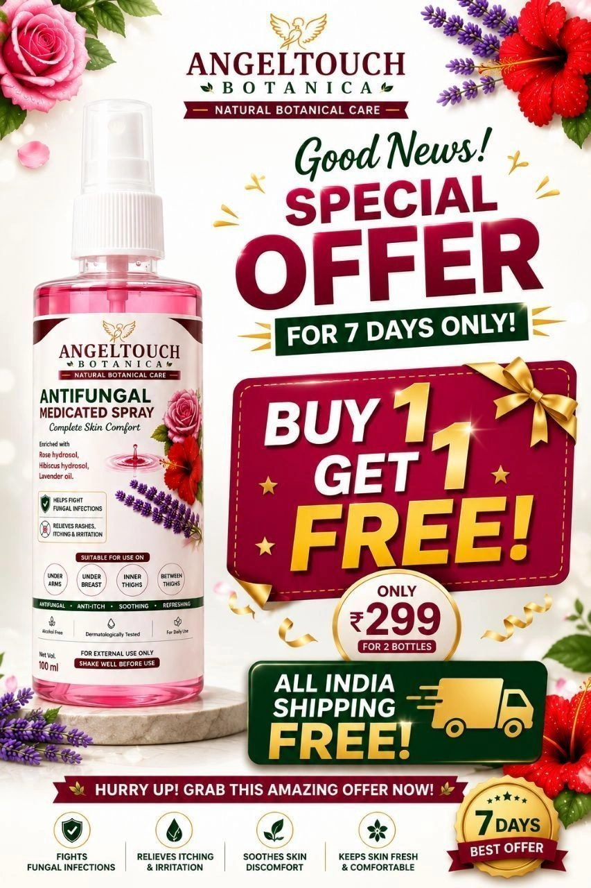 AngelTouch Botanica Antifungal Medicated Spray 100 ml – Buy 1 Get 1 Free | 2 Bottles for ₹299 14
